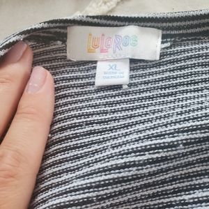 Lularoe duster black and white striped. Some pulling but not noticeable.